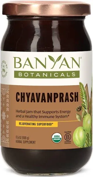 Banyan Botanicals Chyavanprash – Organic Ayurvedic Herbal Jam with Raw Honey, Amla & Ashwagandha – Vitalizing Superfood Immune Support Supplement* – 9.4 oz – Non GMO Sustainably Sourced Gluten Free