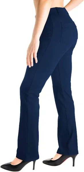 Yogipace,Belt Loops,Women's Petite/Regular/Tall Straight Leg Yoga Dress Pants