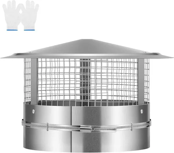 12&#034; Cone Top Chimney Cap with Screen, round Roof Rain Chimney Cover, Galvanized 