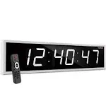 Ivation Large Digital Wall Clock, 24-Inch LED Display w/Timer - White