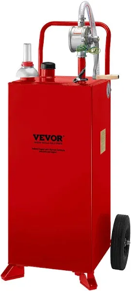 VEVOR 30 Gallon Fuel Caddy Gas Storage Tank & 4 Wheels with Manuel Transfer Pump