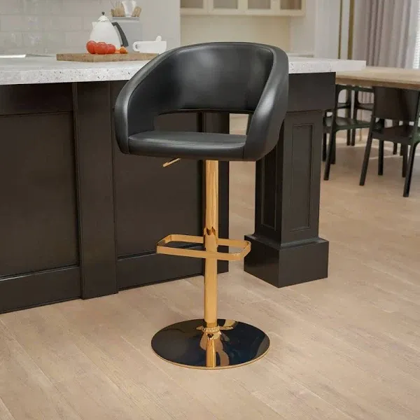 Wade Logan Amberlie Modern Upholstered Adjustable-Height Barstool with Footrest