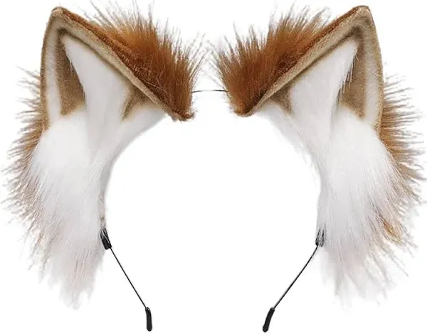 Handmade Fur Fox Wolf Cat Ears Headwear Women Men Cosplay Costume Party Cute Head Accessories for Halloween