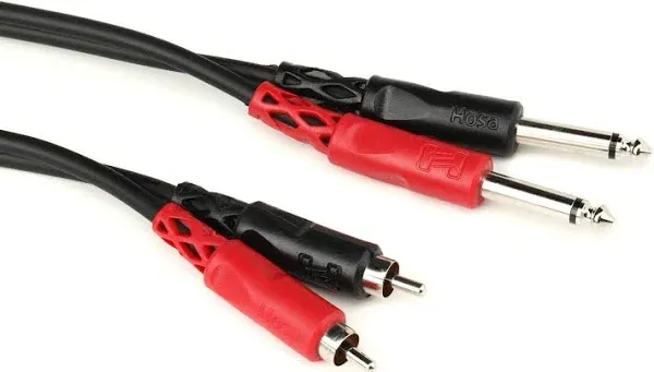 Hosa Stereo Interconnect, Dual 1/4in TS to Dual RCA, 2m – CPR-202