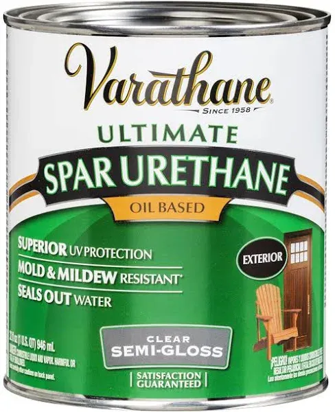 Varathane 242183h 1 Quart Crystal Clear Spar Urethane Exterior Oil Based Satin