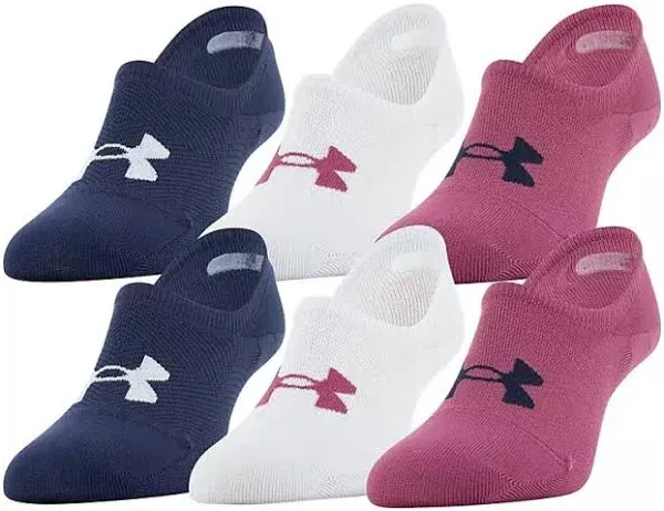 Under Armour Women's Essential No Show Socks (6-pack) Black/White M