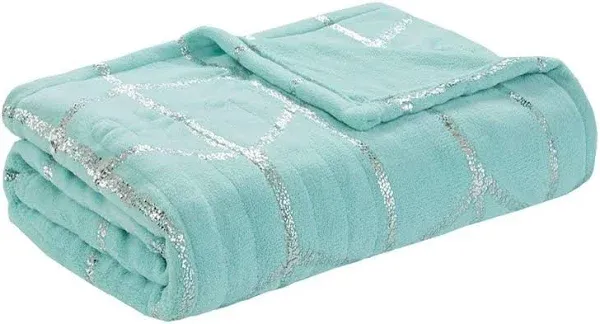 True North by Sleep Philosophy Raina 50" x 60" Electric Metallic Print Throw - Aqua