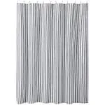 VHC Brands Sawyer Mill Blue Decorative Farmhouse Ticking Stripe Buttonholes 72x72 Shower Curtain