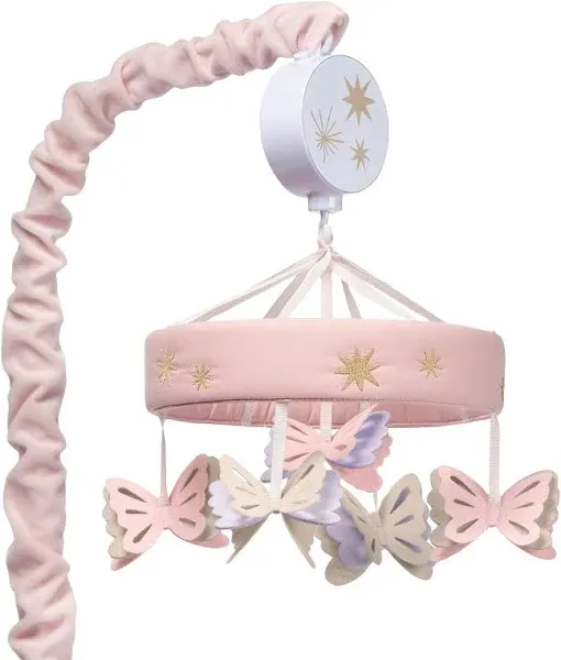 Lambs & Ivy Butterfly Dreams Musical Baby Crib Mobile Soother Toy