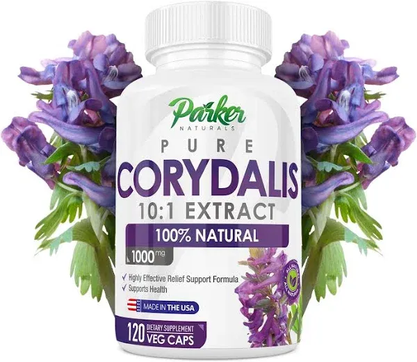 Pure Corydalis Natural Pain Relief Parker Naturals 10:1 Extract 1,000 Mg 120