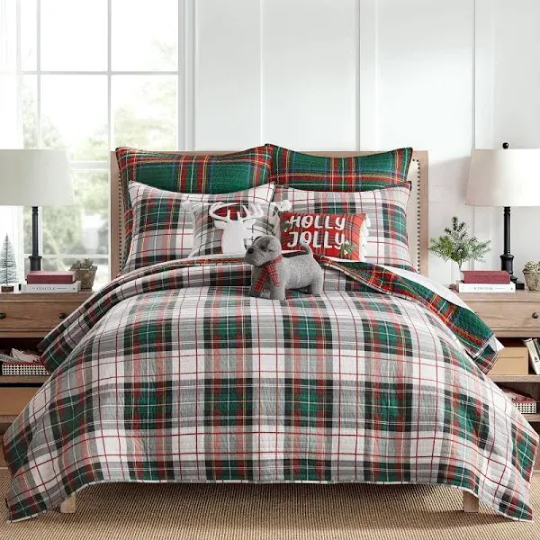  - Spencer Plaid - Christmas Tartan Plaid - Red, Quilt - Twin Red and White