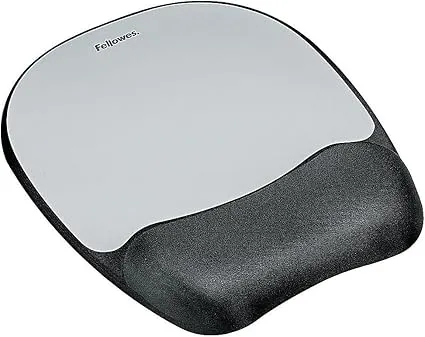 Fellowes Memory Foam Mouse Pad/Wrist Rest Combo, Black/Silver Streak (9175801)