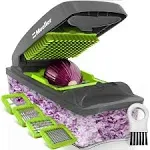 Mueller Austria MU-CHOPPER4 4-Blade Onion Chopper, Vegetable Chopper, Grape Cutter, Egg and Cheese Slicer with Container