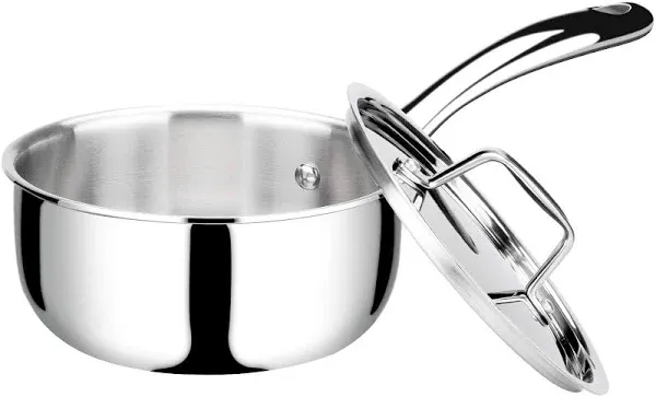 Duxtop Whole-Clad Tri-Ply Stainless Steel Saucepan with Lid, 1.6 Quart, Kitchen