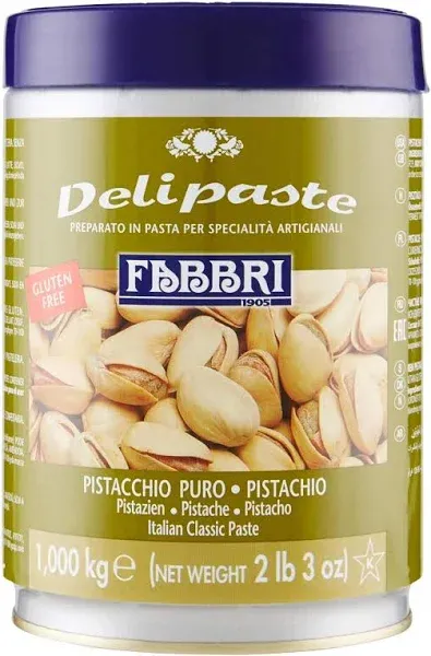 Fabbri Delipaste Pistachio Ground (with pieces), Flavoring Compound for Gelato, Ice Cream, Soft Serve, Pastry and Confectionary - 1 Tin of 3.3 lb