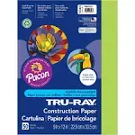 Tru-Ray Construction Paper, 76 lbs., 9 x 12, Brilliant Lime, 50