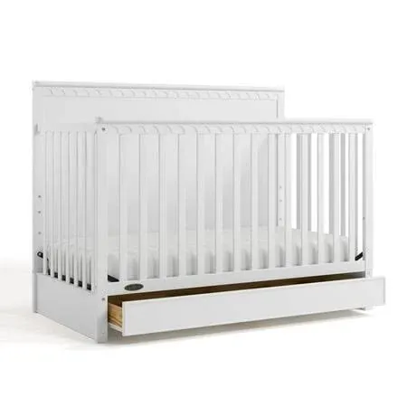 Graco Sasha 5-in-1 Convertible Crib with Storage Drawer (White) – GREENGUARD Gold Certified Baby Crib Crafted from Wood, Converts to Toddler Bed, Daybed, and Full-Size Bed