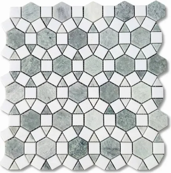 Stone Center Online Hexagon Sunflower Ring Mosaic Tile