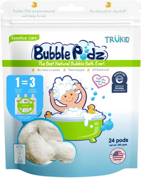 TruKid Bubble Podz Bubble Bath for Baby Kids Gentle Refreshing Bath Bomb for Sensitive Skin