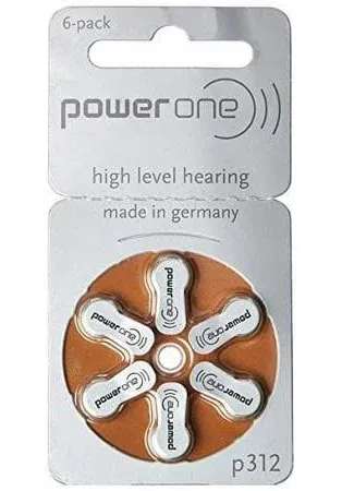 Size P312 Powerone Hearing Aid Batteries, 60 Count