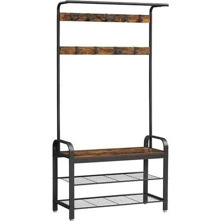 Hall Tree with Shoe Bench for Entryway, Entryway Bench with Coat Rack, 4-in-1 ...