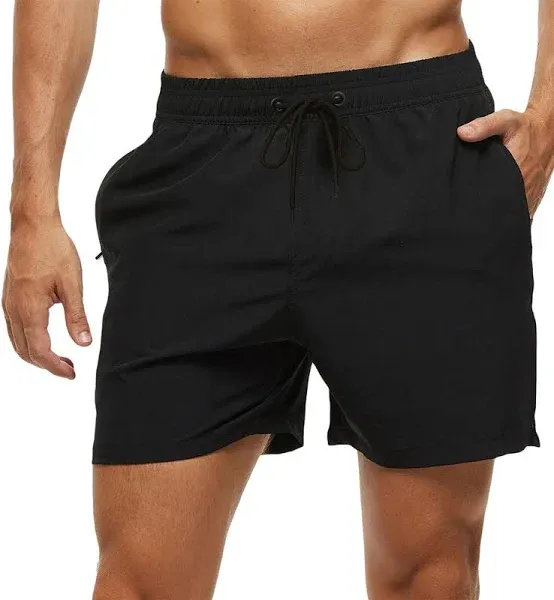 Tyhengta Men&#039;s Swim Trunks Quick Dry Beach Shorts with Zipper Pockets and Mesh L