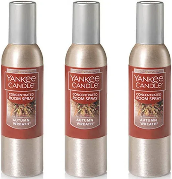 Yankee Candle 3 Pack Concentrated Room Spray 1.5 Oz. Warm Luxe Cashmere, Autumn Wreath & Dried Lavender & Oak.