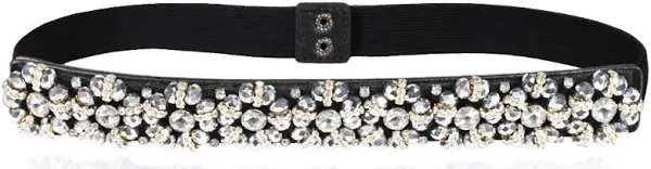 Women Rhinestone Belt Crystal Sparkly Elastic Thin Belts for dressy Lady