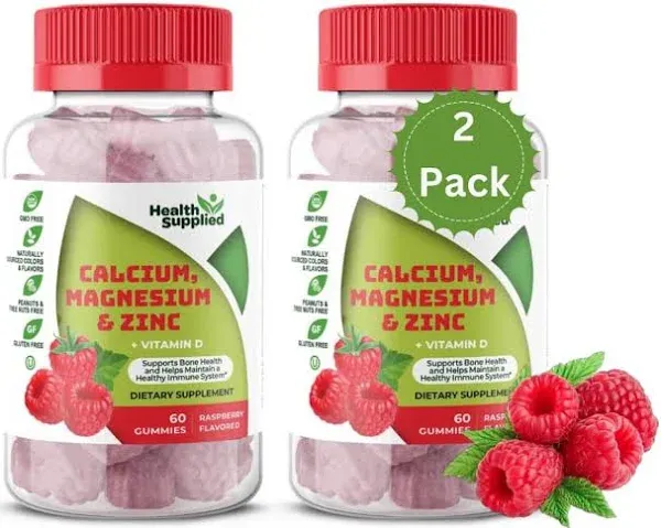 Plant Based Calcium Supplement 600mg with Vitamin D3 K2, Zinc for Bone Strength, Sustainably Sourced Algae Calcium Magnesium 2:1 Ratio, Sugar Free Calcium Gummies 70+ Trace Minerals, Vegan, 60 Counts