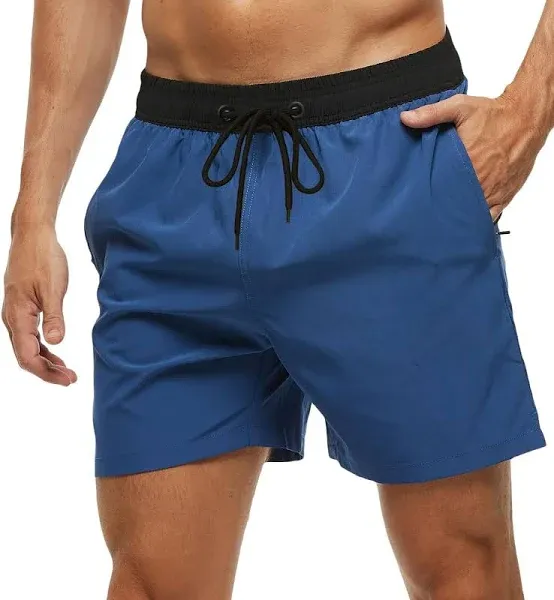 Men&#039;s Quick Dry Swim Trunks - Beach Shorts with Zipper Pockets &amp; Mesh Lining