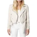 Blank NYC Suede Moto Jacket White Sand XS