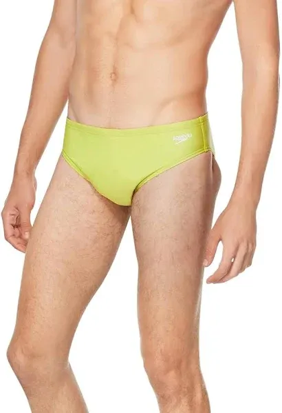 NWT Speedo Men&#039;s GOOD VIBES Eco Endurance Mens Mustard Yellow Bikini Swimwear 34