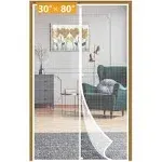 Yotache White Upgraded Polyester Magnetic Screen Door Fits Door Size 30 x 80, Screen Size 32" x 81" Heavy Duty for Home Apartment Door with Full