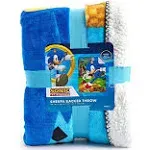 Sonic the Hedgehog Gaming Fleece Sherpa Backed Blanket Throw, 46&#034; X 60&#034;