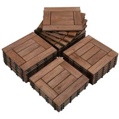 Yaheetech 27pcs Interlocking Wood Flooring Tiles for Patio Garden Deck