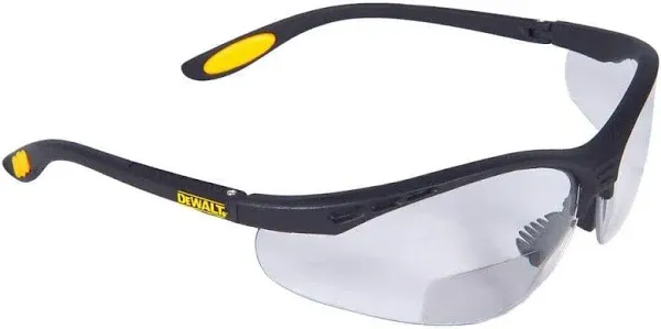 DEWALT DPG59-125C Reinforcer Rx-Bifocal 2.5 Clear Lens High Performance Protective Safety Glasses with Rubber Temples and Protective Eyeglass Sleeve