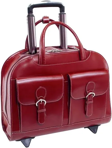 McKlein Davis Leather Wheeled Laptop Briefcase