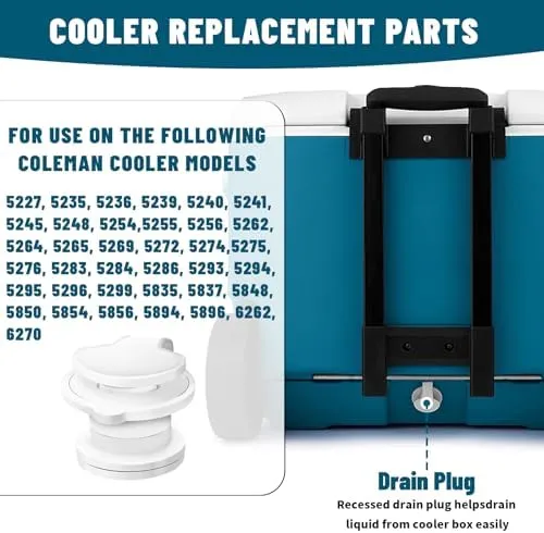 Cooler Drain Plug Replacement for Coleman Cooler Standard Drain Plug Assembly - 1" Shaft Length