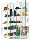 Acrylic Display Case Adjustable Clear Rock Shadow Box with Shelves Storage