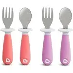  Raise Toddler Fork and Spoon Utensil Set, 4 Pack, Pink/Purple 