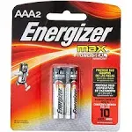 Energizer Max Alkaline Batteries, AAA - 2 batteries