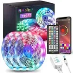 Nexillumi 100ft Waterproof LED Strip Lights with Remote, SMD 5050 RGB Color Changing Music Sync App Control LED Lights for Bedroom, Living Room, Dorms, Room Dec