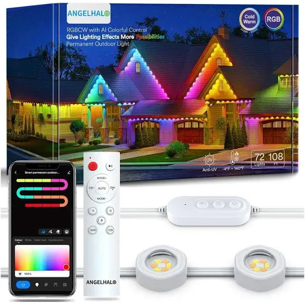 Permanent Outdoor Lights Pro, 100ft with 72 LED Lights for Daily and Accent Lighting, Multiple Scene Modes Eaves Lights with Warm and Cool White Light, IP65 Waterproof, Works with Alexa