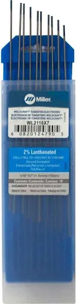 Miller Weldcraft WL2532X7 2% Lanthanated Tungsten Electrode 5/32 X 7&#034; 10 pack