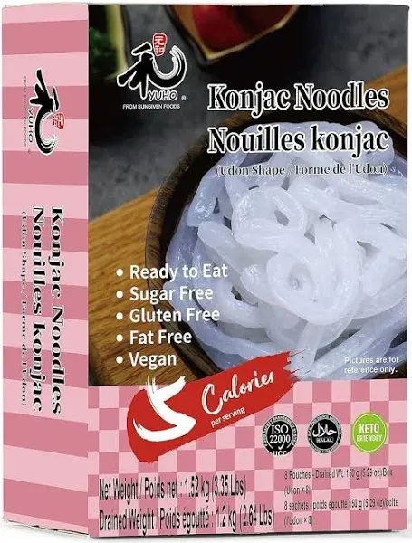 Yuho Shirataki Konjac Fettuccine, 8 Pack Inside Noodles, Vegan, Low-Calorie Food, Gluten-Free, Fat-Free, Keto Friendly, Low Carbs, Healthy Diet 53.61