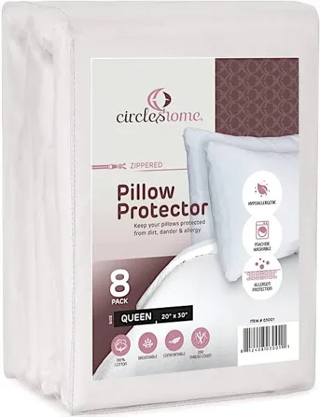 CIRCLESHOME Pillow Protectors 100% Cotton Breathable Pillow Covers