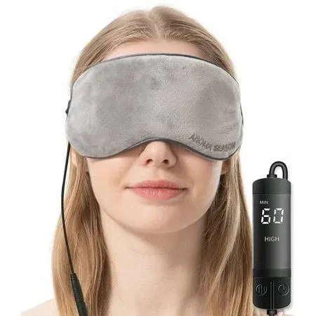 Aroma Season Heated Eye Mask for Dry Eyes, USB Steam Warm Compress for Blepharitis, Stye, MGD, Natural Lavender Insert Included (Gray)