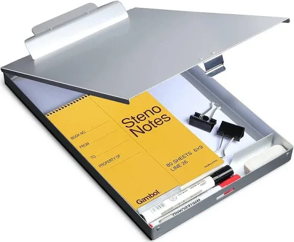 Metal Clipboard with Storage, Letter Size Form Holder Portfolio Aluminum Metal Binder with High Capacity Clip Posse Box - Surface for Legal Size Paper, for Office Business Professionals Stationer