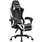 GTRACING GTWD-200 Ergonomic Gaming Chair with Adjustable Pillows and Footrest , White