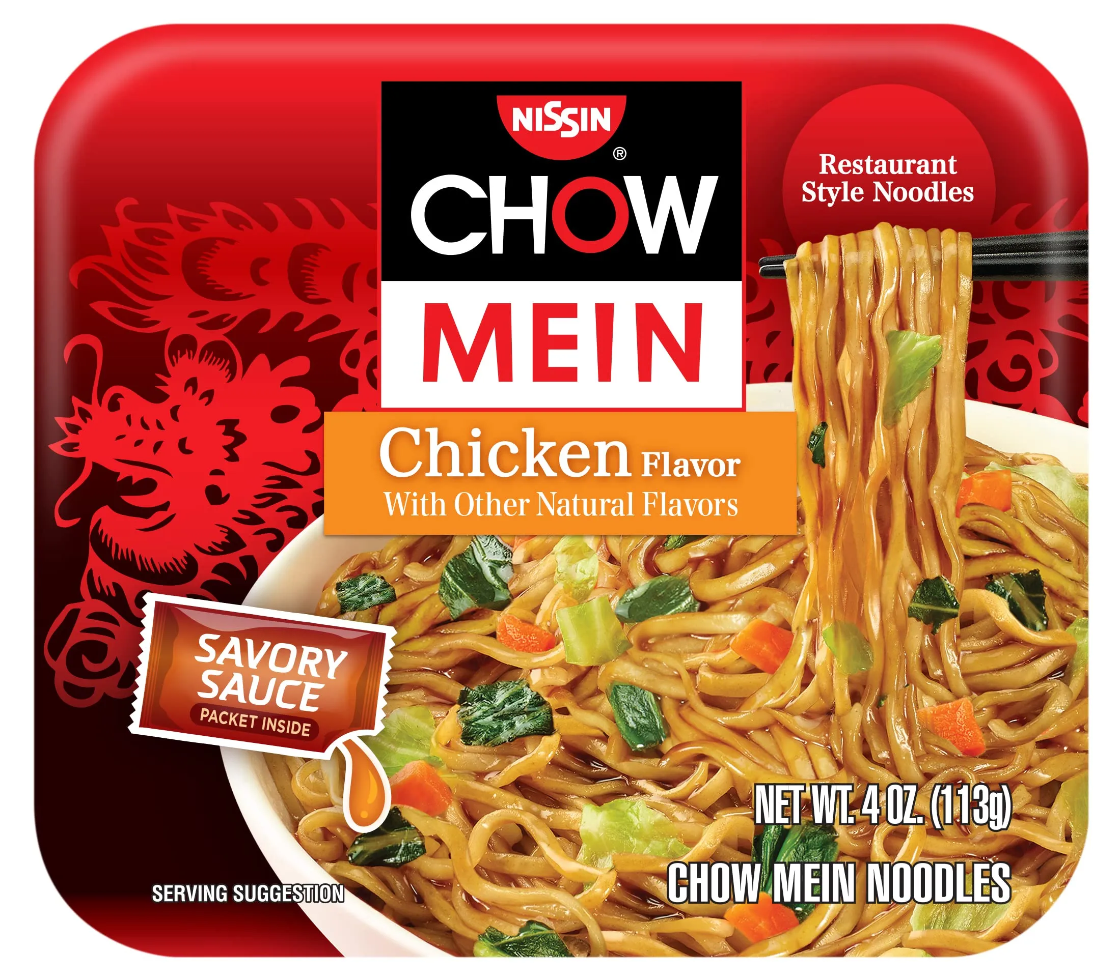 Nissin Chow Mein Noodles, Chicken Flavor - 4 oz